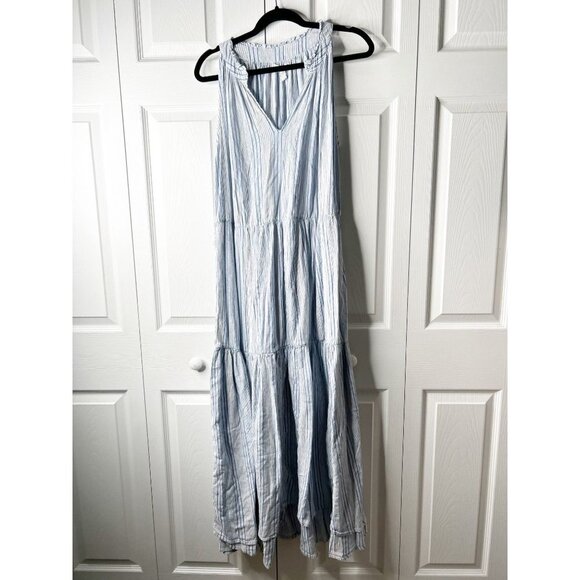 Apiece Apart Nissi Blue White Striped Tiered Sleeveless Maxi Dress Women's 10